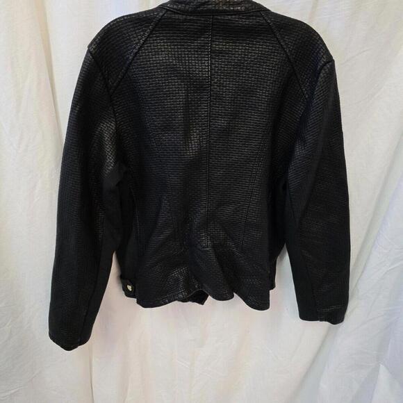 Calvin Klein L Black Vegan Leather Gold Chic Luxury UQ Urban Chic Jacket NWT - Picture 6 of 13